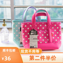 Japanese square handbag hand-carried lunch box bag bento bag storage picnic freezer bag cold insulation bag with liner