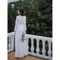 Outdoor simple light wedding dress bridal travel shoot Forest super fairy dream white small man lightweight suspender small dress summer