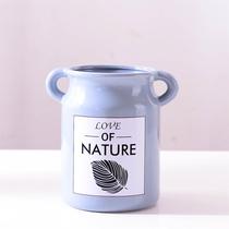 INS Wind Ceramic 11485 Porcelain Flower Vase plug household mounting parts of raw ash pink blue double decorative ear