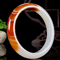 Put the red and white material and wrap the silk 60 inner diameter agate "glory and wealth" jade bracelet hz01231