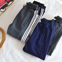 Autumn and Winter Childrens thick cotton sweatpants middle and big boy pull thin velvet white casual simple sweatpants