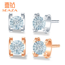 Xia Diamond two-color 18K gold diamond earrings female Diamond car flower bull head diamond earrings real diamond jewelry accessories