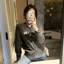 2021 - Fall and Winter 2021 new embroidery alpha plush small sweater pure color low - collar long sleeve knitted shirt