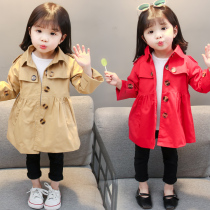 Female baby spring clothes 0-1-2-3 years old Korean version of the tide baby clothes Girls medium-long windbreaker childrens foreign clothes