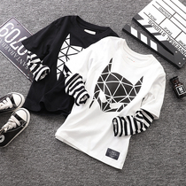 Boys thin long-sleeved T-shirt spring and Autumn models large childrens fake two casual base shirt Childrens printing cotton T-shirt