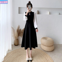 Fat mm fairy dress Super fairy Hepburn style French retro dress 2020 autumn temperament a word bellflower skirt female