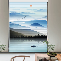 Landscape curtains Roller blinds Louver blinds Shading soft yarn curtains Living room Study Dining room free hole installation Shangri-La curtain