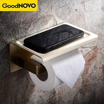 Free hole 304 stainless steel paper towel rack toilet roll paper rack toilet mobile phone shelf Household paper rack gold color