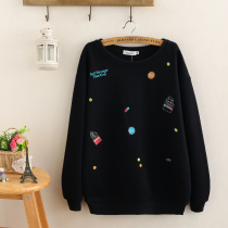 Fatty Plus Size Women 2021 Fat Sister Autumn New Korean Loose Embroidered Top Women Pullover Sweater Tide