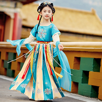 Improved Han clothing girls spring and autumn ancient style and tattoo childhood tape dress antique Chinese style dress spring