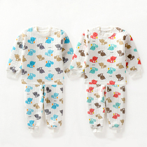 Autumn and winter boys and girls baby cotton thermal underwear set small childrens three layer thick childrens home set