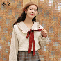 Mu rabbit knitted vest female 2021 Autumn New Korean version of loose V neck twist sweater vest horse clip jacket wear