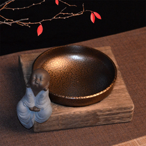 Mens creative ashtray large trend personality multi-function Zen retro wood grain office multi-function gift