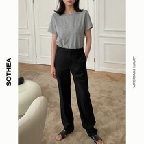 SOTHEA 21 new black fine wool straight and floor pants