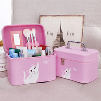 Cosmetic bag large capacity small portable Korean simple girl heart cute cosmetics storage box cosmetic case portable