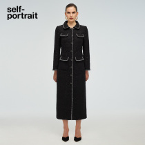 self-portrait 2022 early spring classic black blended single-breasted long coat coat