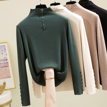 Duvet semi-high collar bottom-shirt female autumn winter within lap spring autumn 100 lap fashion foreign air black long sleeve t-shirt blouses