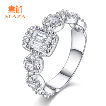 Happy Diamond White 18K gold diamond ring female group inlaid luxury diamond ladder Square proposal engagement wedding ring real diamond jewelry New