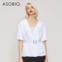 Asobio womens jacket thin simple commuter monochrome loose deep V short sleeve womens coat early autumn