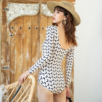 MeiYi Sexy Moon Tooth Pattern Connected Swimsuit with thin - thin bras gathering hot spring swimsuit