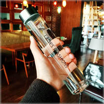 Shake sound net celebrity portable glass transparent water cup summer personality mens Korean literature and art simple creative cup women