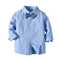 Baby blue shirt cotton boys shirt long sleeve 2019 new spring and autumn children children spring dress baby coat