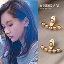 Wang Ziwen with earrings 2021 New Tide temperament senior light luxury ear hanging ear clip earrings female Xia minority