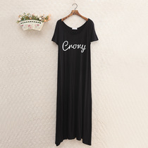 2020 Summer New Modal Plus Size Dress base skirt Fat mm Size Short Sleeve Letter Print Long Dress Nightdress
