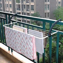 Large balcony outside drying rack drying quilt outside window telescopic folding anti-theft net outdoor railing adhesive hook anti-off hanger