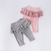 Female baby spring and autumn wear leggings can be opened cotton 0-3 years old Princess foreign gas Korean baby children