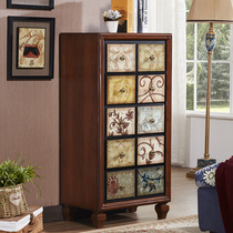 Ruishi European and American solid wood chest of drawers cheap home decoration bedroom cabinet storage cabinet Simple painted chest of drawers