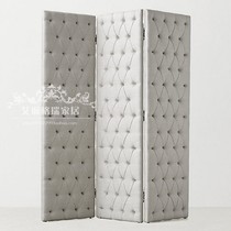 American modern living room soft bag fabric pull buckle screen partition European three-sided folding fabric soft bag floor screen