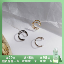 Retro hollowed-out geometric U-ear osteoclaves Korean minimalist without ear clips Two-wire vegan collar small crowdear button female 215