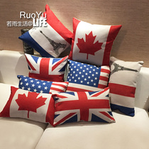 w American Ideas Maple Leaf rice word flag Pillow Thick Cotton Linen Office Bedside Leaning Back Cushion Sofa Car Waist