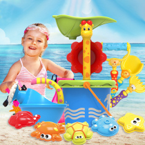 Childrens beach toy set large shovel hourglass baby digging sand playing water toy bathing Cassia