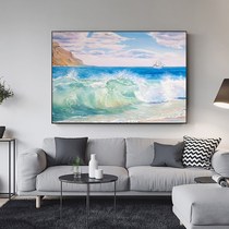 Seaside Sunrise Landscape Painting Modern Sofa Background Wall Decoration Painting Pure Hand-painted Oil Painting Restaurant Light Lavish Living Room Hanging Painting