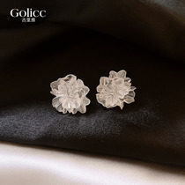 Small fresher transparent petal ear nail 2022 Early spring new earrings woman 925 pure silver earshot Korean earshot