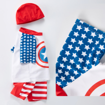 New childrens swimsuit Korea tide Fan Chao cool captain America boy split handsome surf suit sunscreen swimsuit