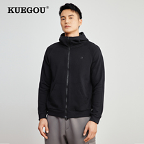 Kuegou Mens Sweater Men 2022 New Short Pure Sports Casual Cap Coat 2288