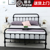 Iron frame bed double bed 1 5 m iron bed single bed 1 2 m European iron bed rental room bed simple modern