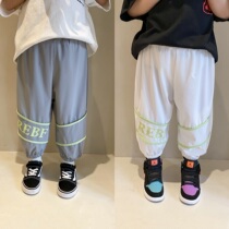 Shrimp paste hemp childrens pants summer baby 2022 spring and summer anti-mosquito pants childrens trousers casual pants