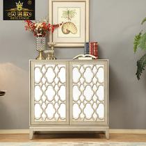 Beloge European-style sideboard retro hollow mirror neoclassical porch shoe cabinet foyer decoration cabinet porch cabinet