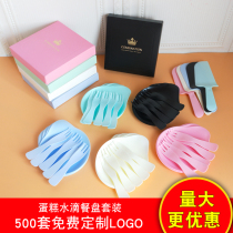 Birthday cake knife and fork dish combination water drop plastic disposable dinner plate cake tableware set carton knife and fork plate