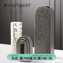 BEST WEST creative ceramic vase soft decoration Model Room exhibition hall furnishings home living room light luxury ornaments