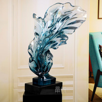 Blue ornaments abstract transparent sculpture artwork modern living room entrance hotel decoration creative home decoration