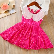 Girls Chiffon Dress 2021 Summer New style Children Short Sleeve Polar Point Skirt Dress Baby Princess Dress