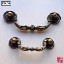 Green bronze European-style antique retro wardrobe door drawer American solid handle Simple furniture pastoral handle 8832