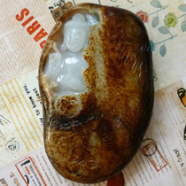 Collection grade Xinjiang Hetian Jade Autumn pear skin seed Guanyin ornaments handle Shanghai style fine works raw skin raw seeds can be collected