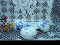 Jingdezhen hand-painted blue and white bag top printing mud box seal calligraphy stationery one or two printing mud box