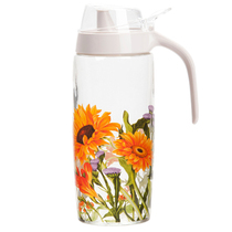 Oil pot High temperature baked flower glass oil-proof pot Kitchen liquid seasoning bottle Table liquid seasoning bottle Seasoning bottle